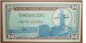 50 cents MPC, w/sub and astronaut. Banknote