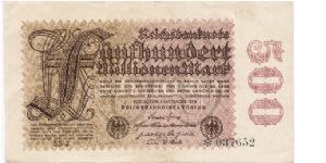 500 Milhões de Mark 1923 - Série de Reposição. Banknote