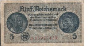 5 Reichsmark * 1939-1945 Banknote