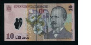 10 Lei.

Nicolae Grigorescu, mallow flowers and artist's brush on face; peasant girl with ewe at left, cottage at center on back.

Pick #new Banknote