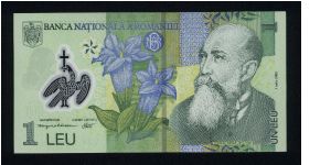 1 Leu.

Nicolae Iorga and gentian flower on face; the church of Curtea de Arges monastery at center, Wallachian arms of Prince Constantin Brancoveanu (1686-1714) at left on back. Banknote