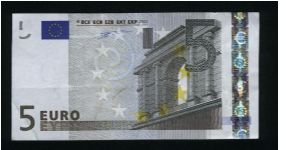5 Euro.

Serial prefix -S- (Italy)
Classical architecture on face and back.

Pick #1s Banknote