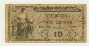 WHAT YEAR? 10 CENT MPC SERIES 481. Banknote