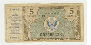 HELP WITH THE YEAR? WWII 5 CENT MPC SERIES 472. Banknote