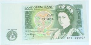 J B Page signature. 1 Pound.Sir Issac Newton Banknote