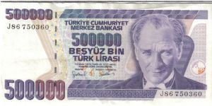 Turkey 1997 500,000 lira. I believe it is the 4th series. E 7 - BESYÜZBIN TÜRK LIRASI DÖRDÜNCÜ TERTIP Banknote