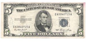 1953-Blue- silver Certificate - signatures Priest/Humphrey Banknote