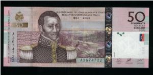 50 Gourdes.

Commemorative Issue (200th Anniversary of the Independence).

Francois Cappoix on face; Fort Jalousière at Marmelade on back.

Pick-NEW Banknote