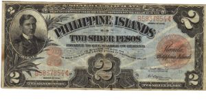 PI-32f Philippine Islands Two Silver Pesos note. Banknote