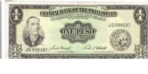 PI-133f, Signature 5, Central Bank of the Philippines 1 Peso Note. Banknote