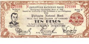 S-317a Iloilo 10 Pesos note. Will trade this note for Philippine notes I don't have. Banknote