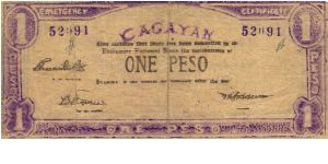 S-187 Cagayan 1 Peso note. Will trade this note for Philippine notes I don't have. Banknote