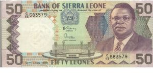 50 Leones, Bank Of Sierra Leone. Dated 27 April 1989 Banknote