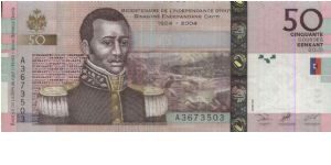 A Series 50 Gourdes Banque De La Republique D'Haiti.(O)Haiti Independence 1804-2004(R)Fort. Banknote