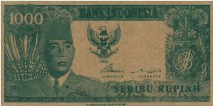 SPECIAL SOEKARNO 1000 Rupiah Series No:BK123409,Bank Indonesia.Watermark Soekarno.(O)Soekarno(R)Two Female Dancer.Printed By PT Pertjetakan Kebayoran.OFFER VIA EMAIL VERY RARE. Banknote