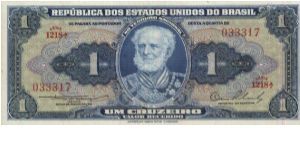 1 Cruzeiro Dated 1954-1958,(O)Marques de Tamandare(R) Naval school.Printed By American Bank Note Company. Banknote