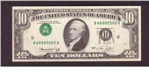 $10 Error
inverted 3rd print

Federal Reserve Note

obv: Alexander Hamilton, (Continental Congressman, Secretary of the Treasury Under George Washington)

rev: Treasury Building Banknote