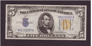 $5 WWII
north africa

Silver Certificate

obv: Abraham Lincoln, (President 1861-1865)

rev: Lincoln Memorial Banknote
