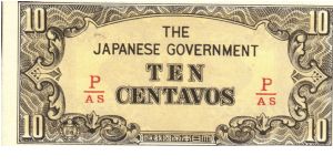 PI-104b Philippine 10 centavos note under Japan rule. Banknote
