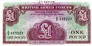 British Armed Forces £1 Voucher Series IV
Printers Bradbury Wilkinson Banknote
