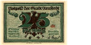 Germany 
Arnstadt Notgeld 1921
25pf Green/Red/Black
Front Value/Eagle/Date
Rev Schwarzburger Hof Banknote