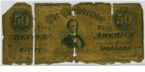 Really rough Confederate $50 note. Banknote