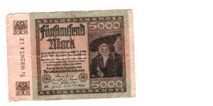 GERMANY
5000-MARK
3 OF 17
LARGE NUMBERS

TA 032674 LE Banknote