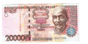 Bank of Ghana
20 thousand Cedis
Seriel #ES632109 Banknote