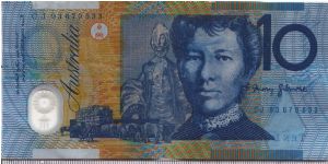 Australia 1993 10 dollars. Note of the extreme dark blue print. Discontinued in 1994. Banknote