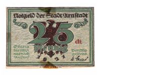 German Notgeld
25 Pfenning

It would be UNc but someone used tape to hold it in place Banknote