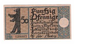 German Notgeld
50 Pfenning

1 Mitte Banknote