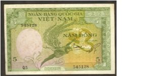 South Vietnam 5 Dong 1955 P2. Banknote