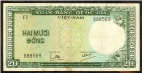 South Vietnam 20 Dong 1964 P16 Banknote