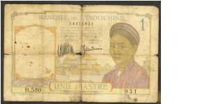 French Indochina 1 Piastre 1932 P54a Banknote