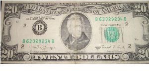 Series 1988 A 'small-head' $20 bill found in circulation on 11/18/1007 Banknote