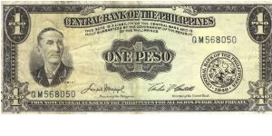 PI-133e English series 1 Peso note, prefix QM. Banknote