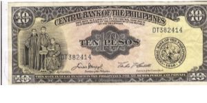 PI-136e English series 10 Pesos note, prefix DT. Banknote
