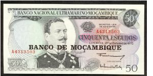 Mozambique 50 Escudos 1970 P116. Banknote