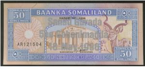 Somaliland 50 Shilling 1996 Silver Commemerative Isssue P17b Banknote