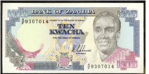 Zambia 10 Kwacha 1989 P31. Banknote