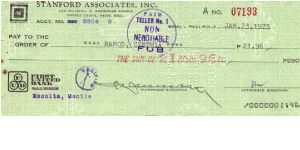 Stanford Associates, Inc. Check, Manila Philippines, #2. Banknote