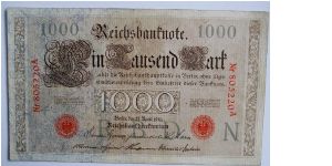 1000 mark red seal 6 digits. printed before and during the war Banknote