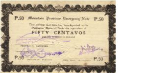 PI-594 Mountain Province 50 Centavos note. Banknote