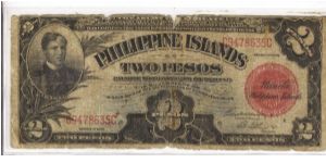 PI-74b Philippine Islands 2 Pesos note, payable in gold. Banknote