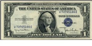 Series 1935D $1 Silver Certificate.  Wide Back Note.  Serial: U73765166E Banknote
