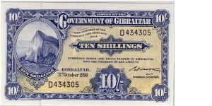 GOVERNMENT OF GIBRALTAR--
- 10/- Banknote