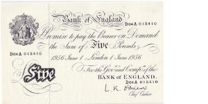 A WHITE PAPER FOR ENGLAND-;
  5 POUNDS Banknote