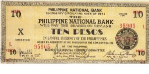 S-627b RARE Negros Occidental 10 Pesos note in series, 5 of 20. Banknote