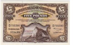 THE GOVERNMENT OF GIBRALTAR- 5 POUNDS Banknote