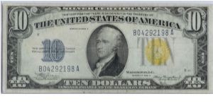 1934 A $10 YELLOW SEAL NORTH AFRICA SILVER CERTIFICATE Banknote